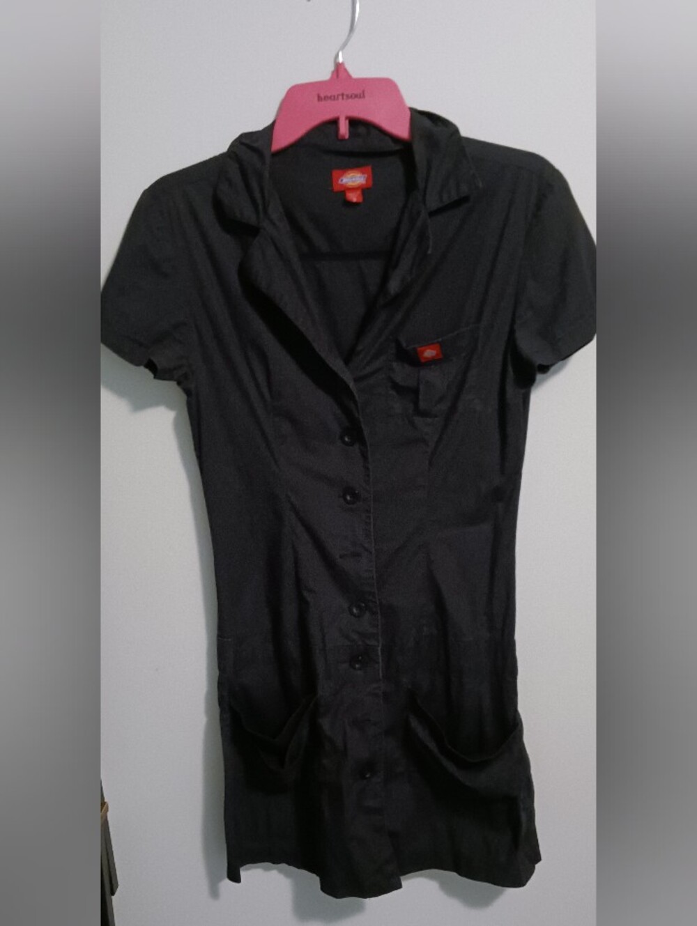 Vintage Dickies Betty Ford Utility Button Front Mini Dress Black Small